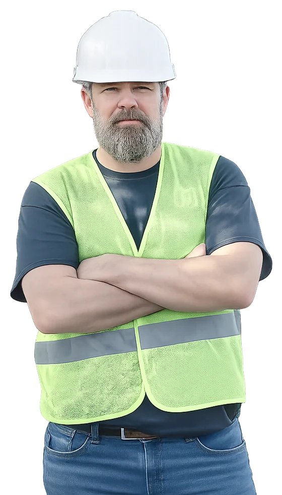 San Antonio construction worker in a hard hat and safety vest