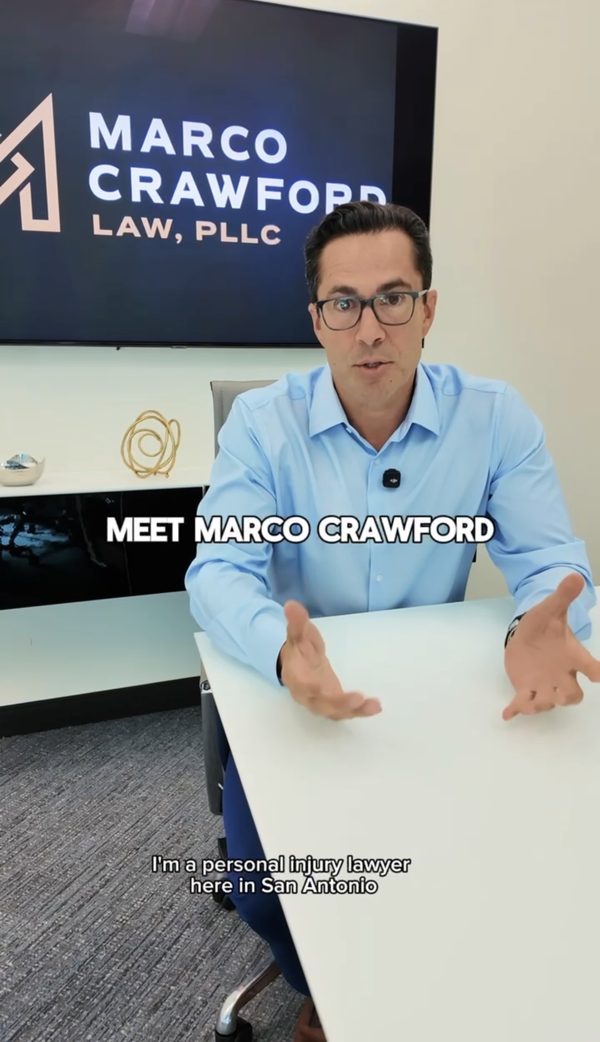 Attorney Marco Crawford in his San Antonio office